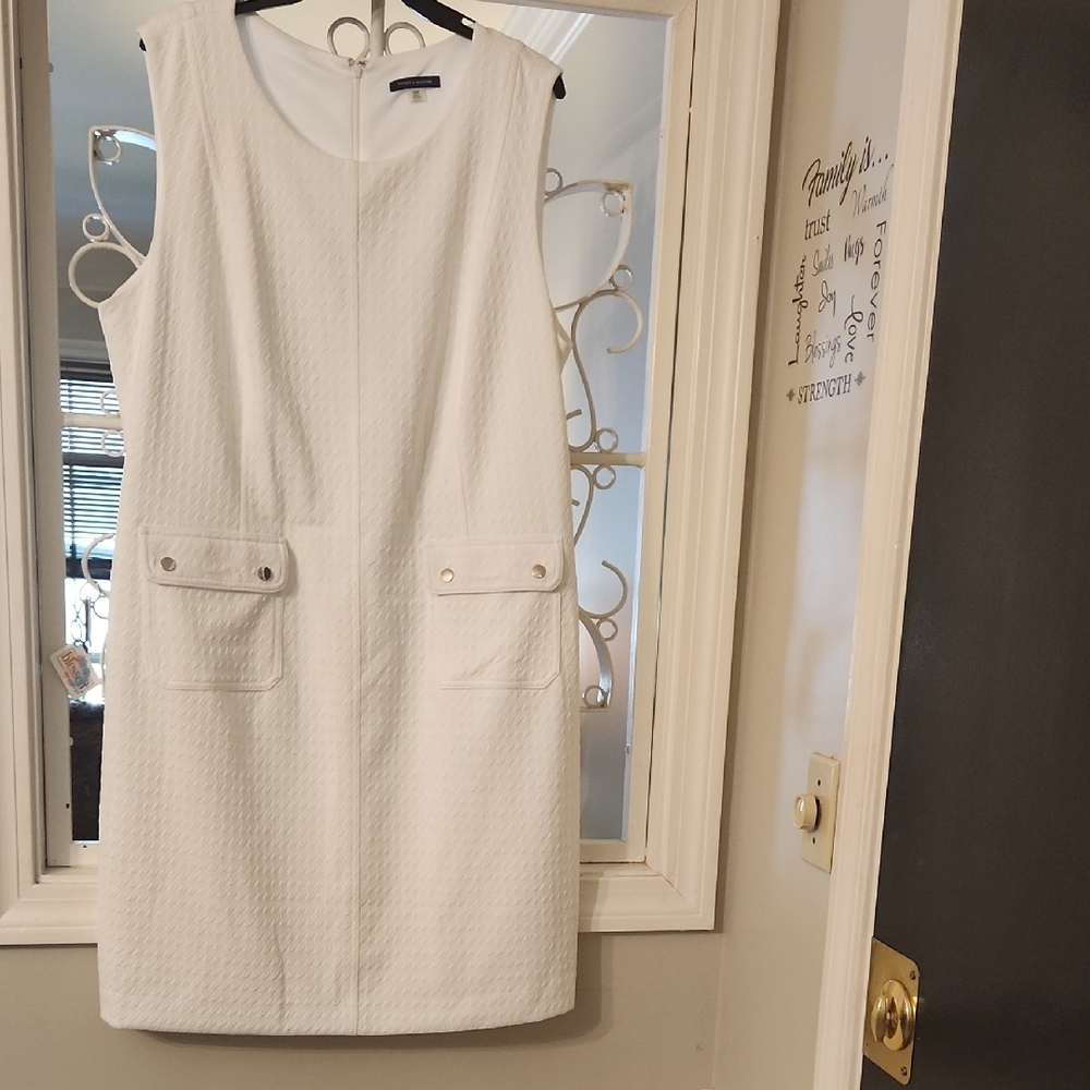 Tommy Hilfiger White Sleeveless Sheath Midi Dress